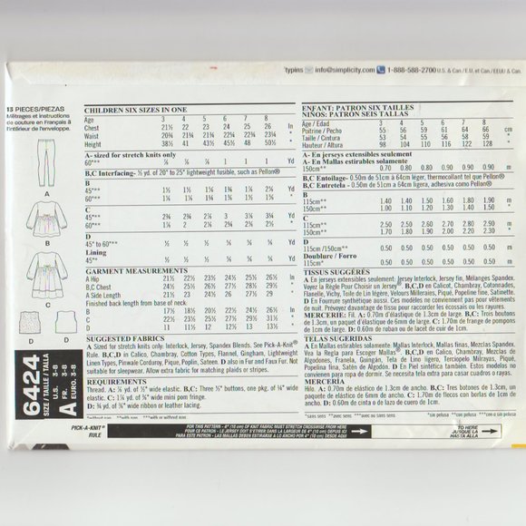 Lot of 4 Unused Uncut Simplicity Sewing Patterns Girls Sizes 3-8 Dress Jumper + - Picture 4 of 5